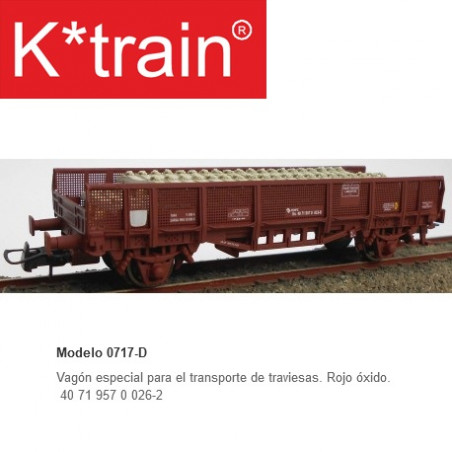 K-TRAIN  :  Vagón especial para el transporte de traviesas  Escala HO
