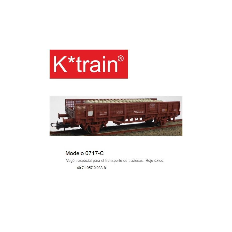 K-TRAIN  :  Vagón especial para el transporte de traviesas  Escala HO