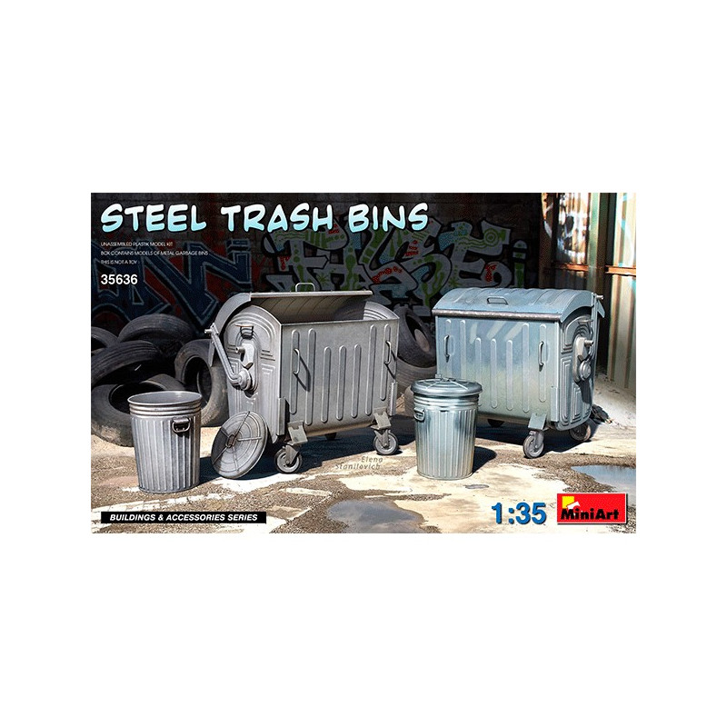 MINIART : Accesorios Steel Trash Bins Escala 1:35