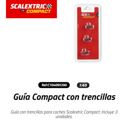 SCALEXTRIC  COMPACT : Guía Compact con trencillas x 3 (Negra)