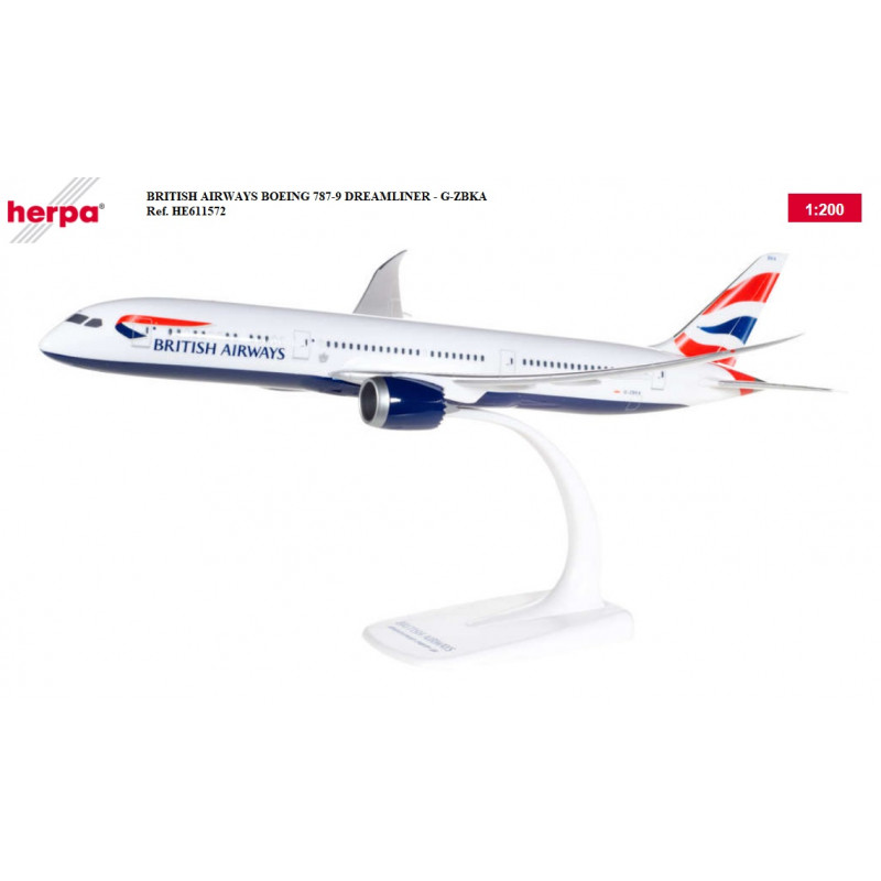 HERPA :  Kit Snap-Fit : BRITISH AIRWAYS BOEING 787   escala 1:200