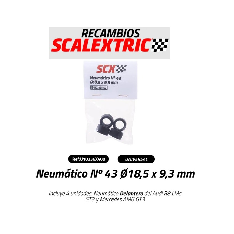 SCALEXTRIC : NEUMATICOS Nº 43 de 18,5 X 9,3  mm