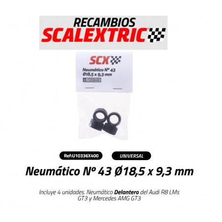 SCALEXTRIC : NEUMATICOS Nº 43 de 18,5 X 9,3  mm