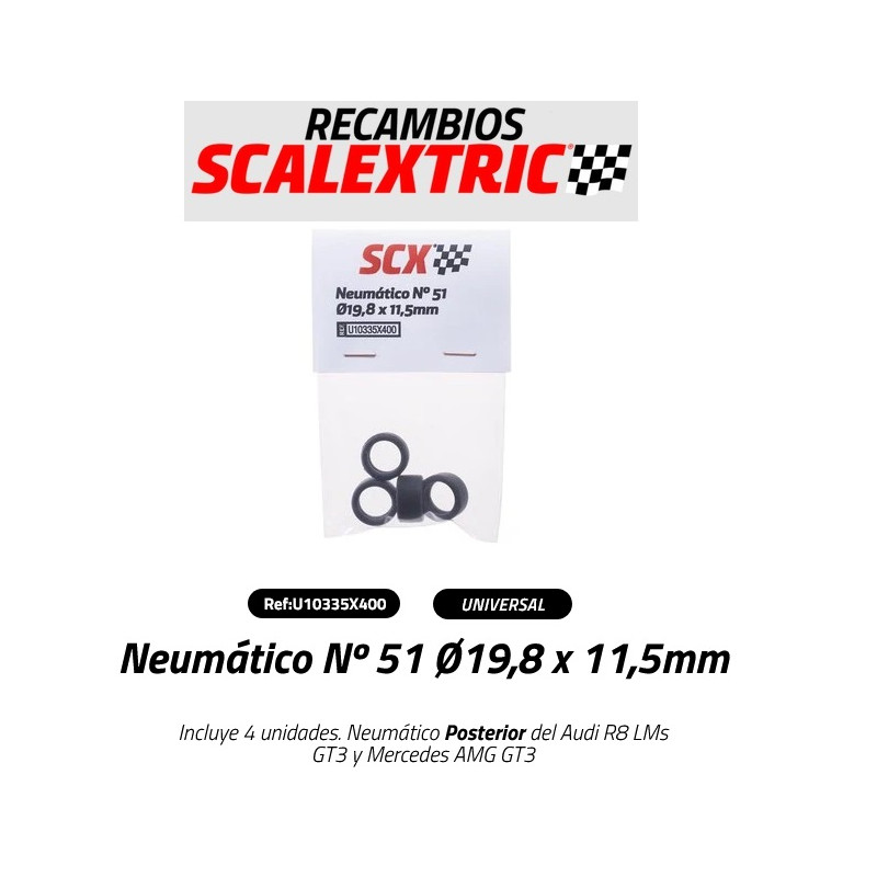 SCALEXTRIC : NEUMATICOS Nº 51 de 19,8 X 11,5  mm