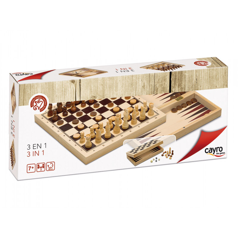 CAYRO : 3 en 1 AJEDREZ + DAMAS + BACKGAMMON