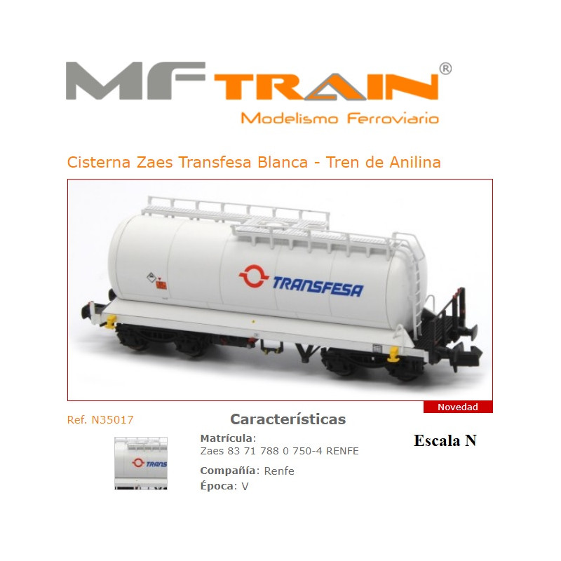 MFTRAIN : Cisterna Zaes Transfesa Blanca - Tren de Anilina   Escala N