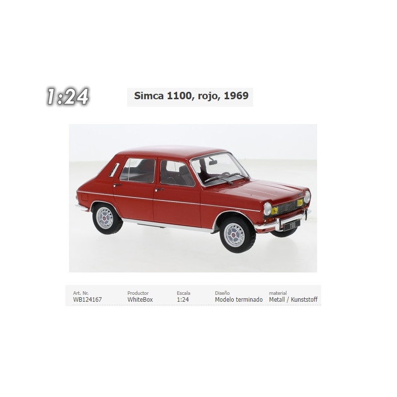 WHITE BOX : 1969 Simca 1100 Rojo  Escala 1:24