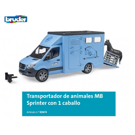 BRUDER : MB SPRINTER TRANSPORTE CABALLOS