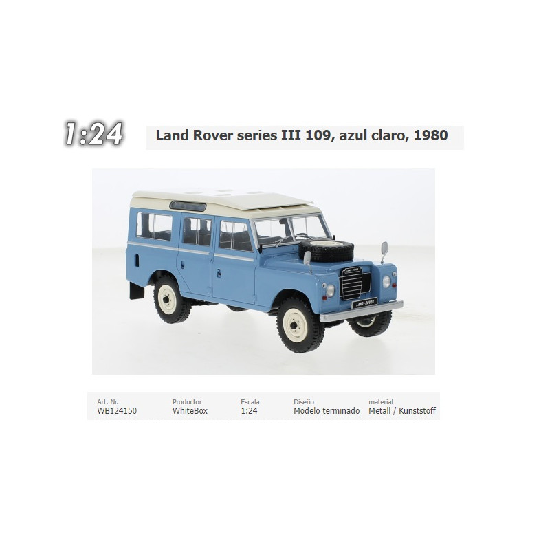 WHITE BOX : 1958 Land Rover Series III 109 Azul Claro  Escala 1:24