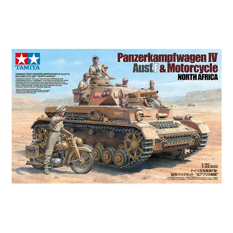 TAMIYA : Panzerkampfwagen IV Ausf.F & Motorcycle Set North Africa  escala 1:35
