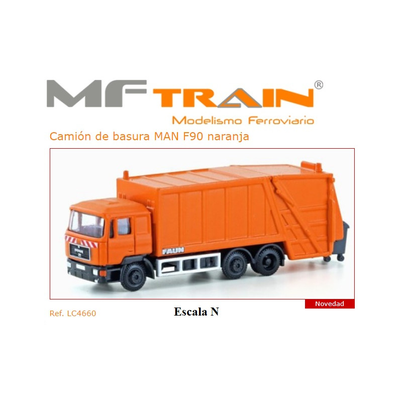 MFTRAIN : Camión de basura MAN F90 naranja   Escala N