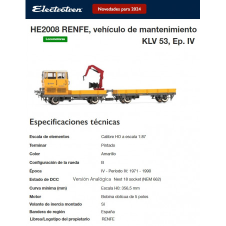 ELECTROTREN : VEHICULO DE MANTENIMIENTO RENFE  escala HO