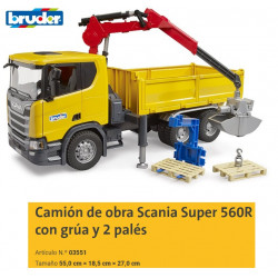 BRUDER : SCANIA CAMION DE OBRA CON GRUA   escala 1:16