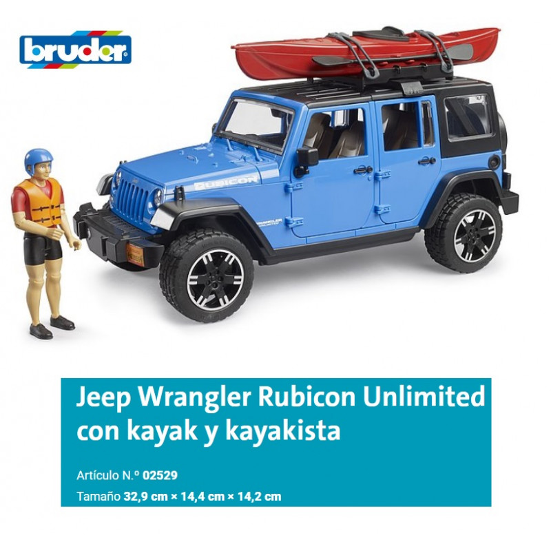 BRUDER : Jeep Wrangler Rubicon Unlimited con kayak y kayakista