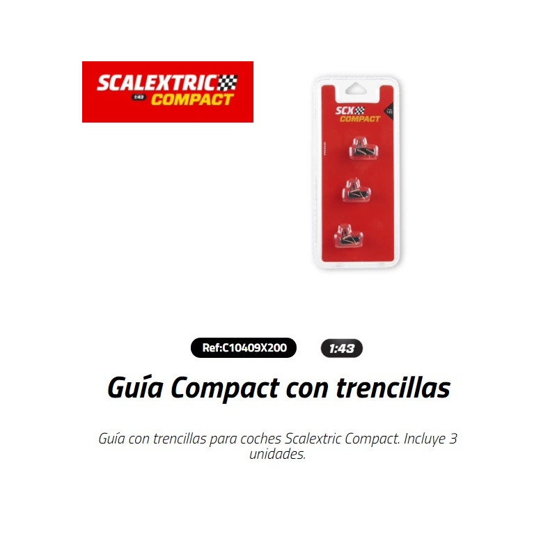 SCALEXTRIC  COMPACT : Guía Compact con trencillas x 3 (Negra)