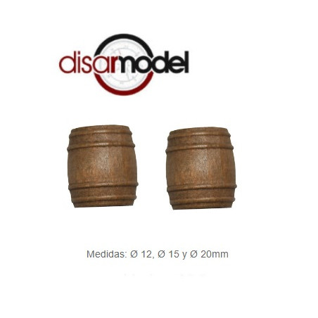 DISARMODEL : Barril Nogal  12 mm  2 unidades