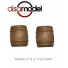 DISARMODEL : Barril Nogal  12 mm  2 unidades