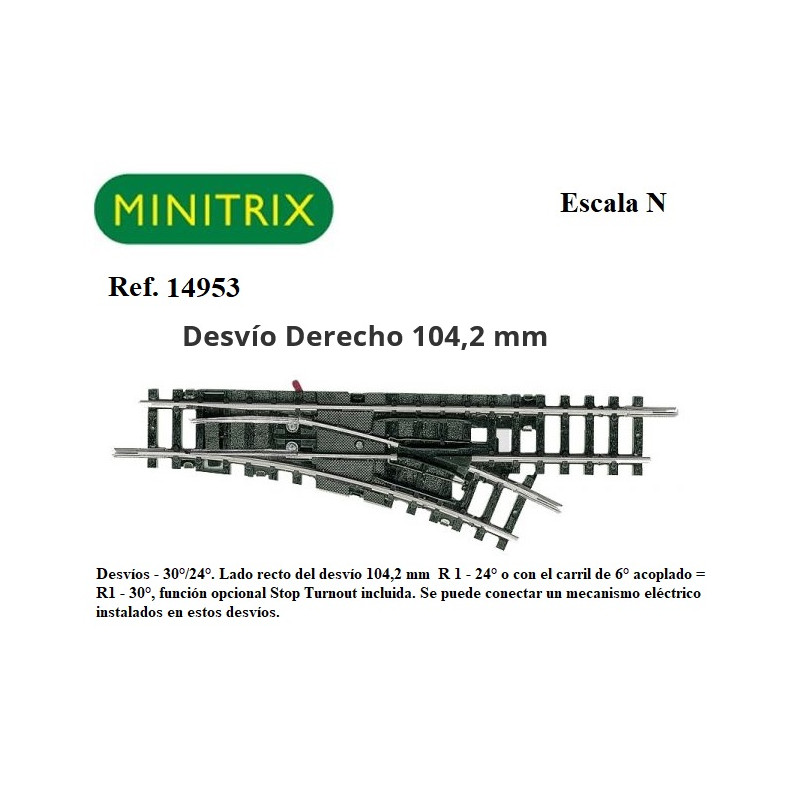 MINITRIX : DESVIO MANUAL Dcha R1  24º  30º  Escala N