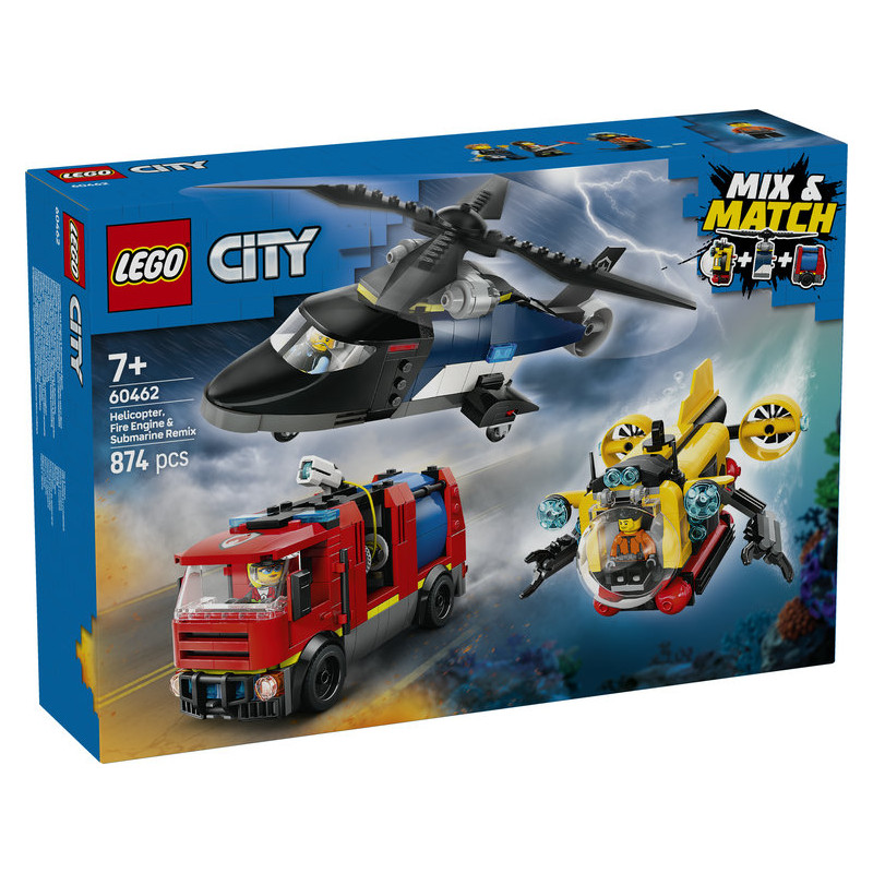 LEGO CITY : Remix: Helicóptero, Camión de Bomberos y Submarino ( 60462 )