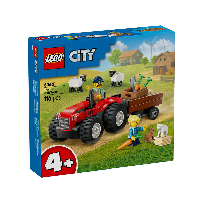 LEGO CITY : Tractor Rojo con Remolque y Ovejas  ( 60461 )