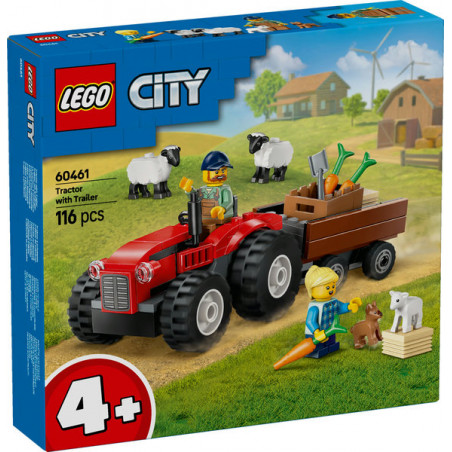 LEGO CITY : Tractor Rojo con Remolque y Ovejas  ( 60461 )