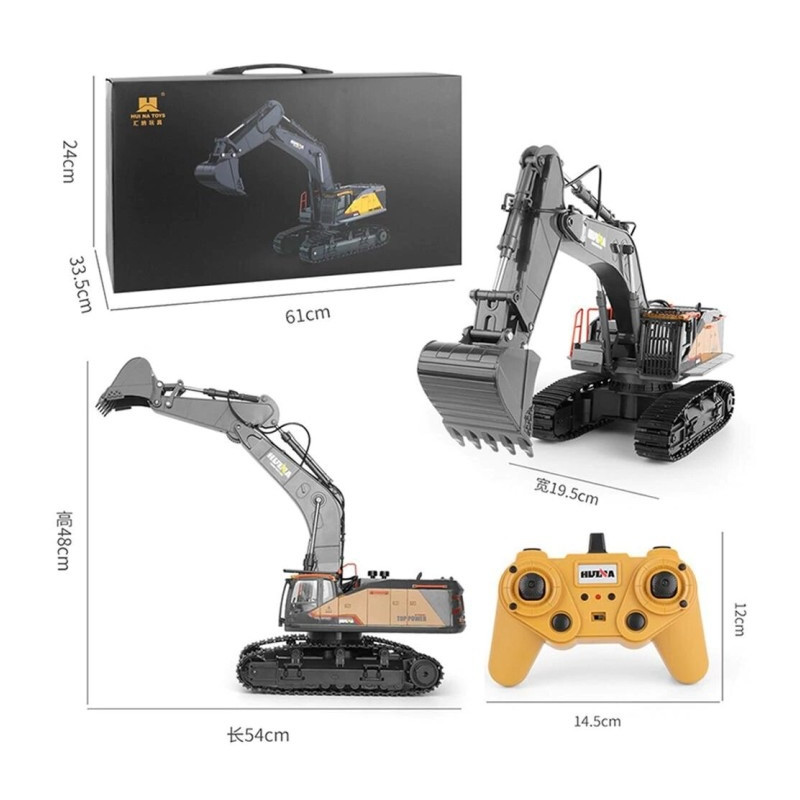 HUINA : Excavadora R.C. VOLVO - SEMI METALICA   Escala 1:14