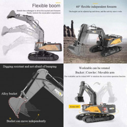 HUINA : Excavadora R.C. VOLVO - SEMI METALICA   Escala 1:14