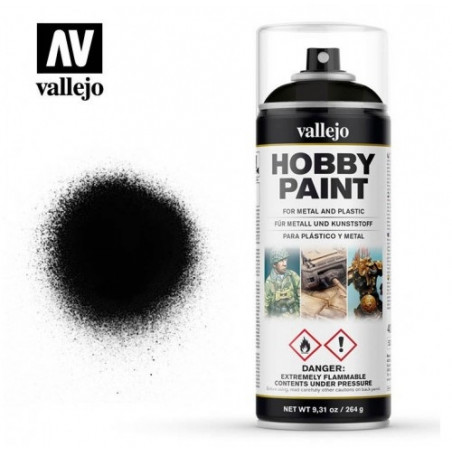 ACRILICOS VALLEJO : IMPRIMACION SPRAY NEGRO 400 ml