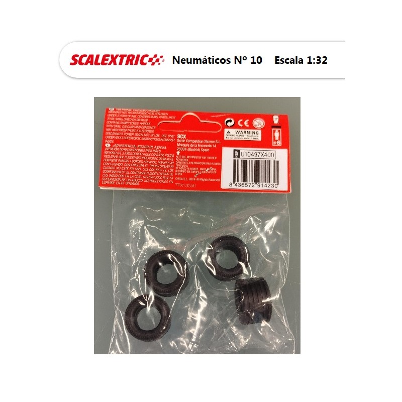 SCALEXTRIC : 4 NEUMATICOS Nº 10 de 19 mm X 11,6 mm