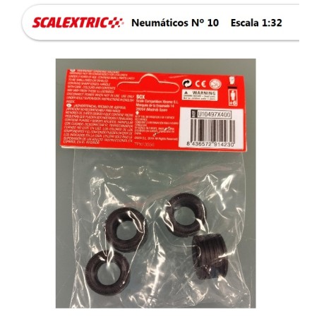 SCALEXTRIC : 4 NEUMATICOS Nº 10 de 19 mm X 11,6 mm