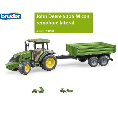 BRUDER : TRACTOR John Deere 5115 M  con Remolque