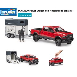 BRUDER : Vehiculo RAM 2500 con Remolque Equino  Escala 1:16