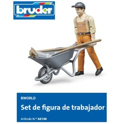 BRUDER B-WORLD : Set trabajador con carretilla    escala 1:16