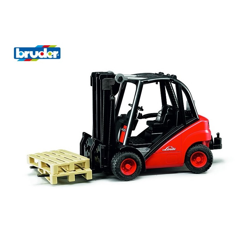 BRUDER : CARRETILLA elevadora  LINDE toro   Tamaño: 29 x 9,2 x 22 cm
