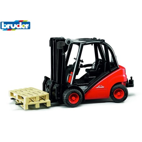 BRUDER : CARRETILLA elevadora  LINDE toro   Tamaño: 29 x 9,2 x 22 cm