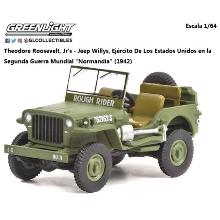 GREENLIGHT : JEEP WILLYS 1942  ROOSEVELT   escala 1:64