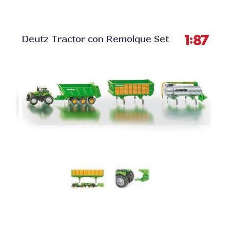 SIKU : TRACTOR DEUTZ con remolques   escala 1:87