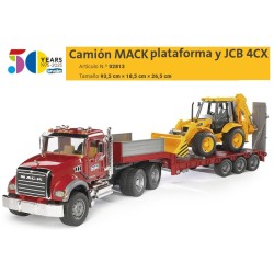 BRUDER : CAMION MACK GONDOLA con JCB MIXTA escala 1:16