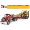 BRUDER : CAMION MACK GONDOLA con JCB MIXTA escala 1:16