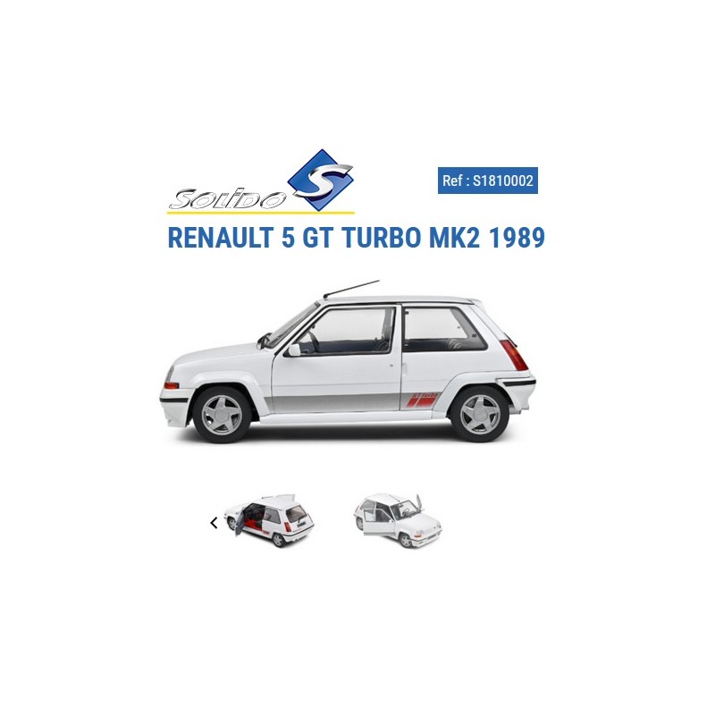 SOLIDO : RENAULT 5 GT TURBO MK2 1989  Escala  1:18