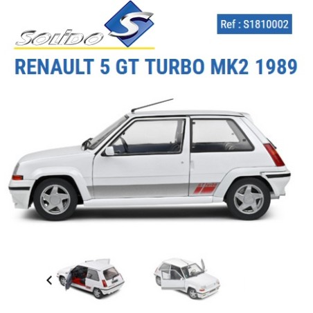 SOLIDO : RENAULT 5 GT TURBO MK2 1989  Escala  1:18