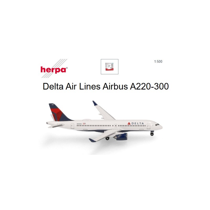HERPA : Airbus 220-300 DELTA AIRLINES    escala 1:500