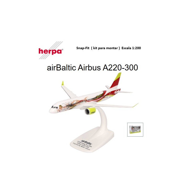 HERPA :  Kit Snap-Fit : AIRBUS 220 AIR BALTIC  escala 1:200