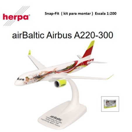 HERPA :  Kit Snap-Fit : AIRBUS 220 AIR BALTIC  escala 1:200