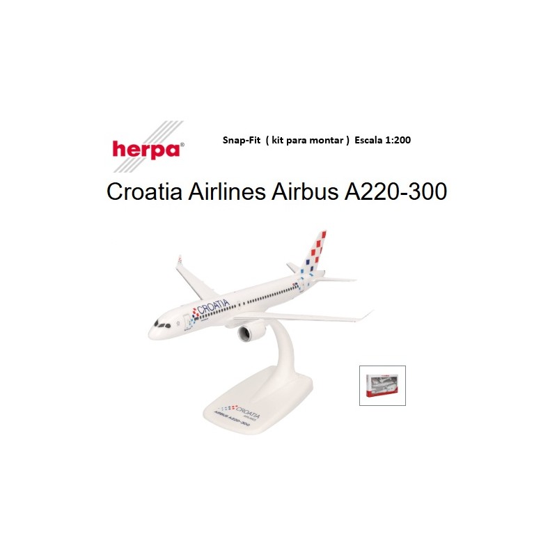 HERPA :  Kit Snap-Fit : AIRBUS 220 CROATIA  escala 1:200