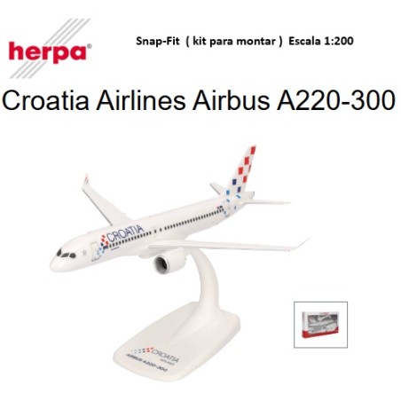 HERPA :  Kit Snap-Fit : AIRBUS 220 CROATIA  escala 1:200