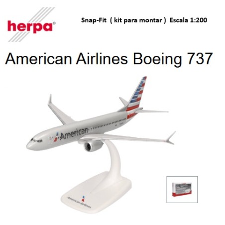 HERPA :  Kit Snap-Fit : BOEING 737 AMERICAN  escala 1:200