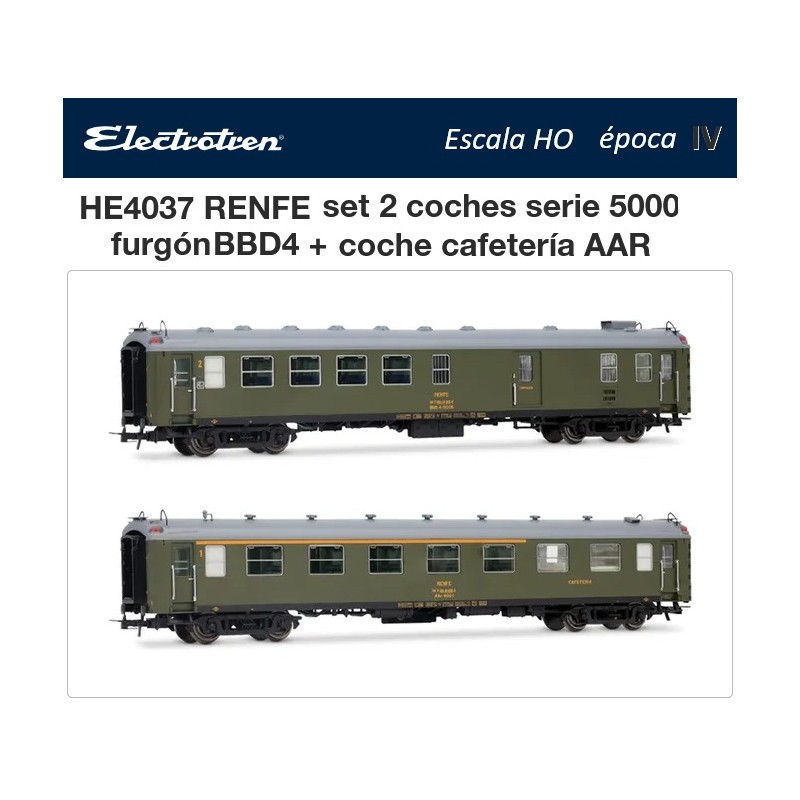ELECTROTREN : SET 2 VAGONES RENFE 5000  escala HO