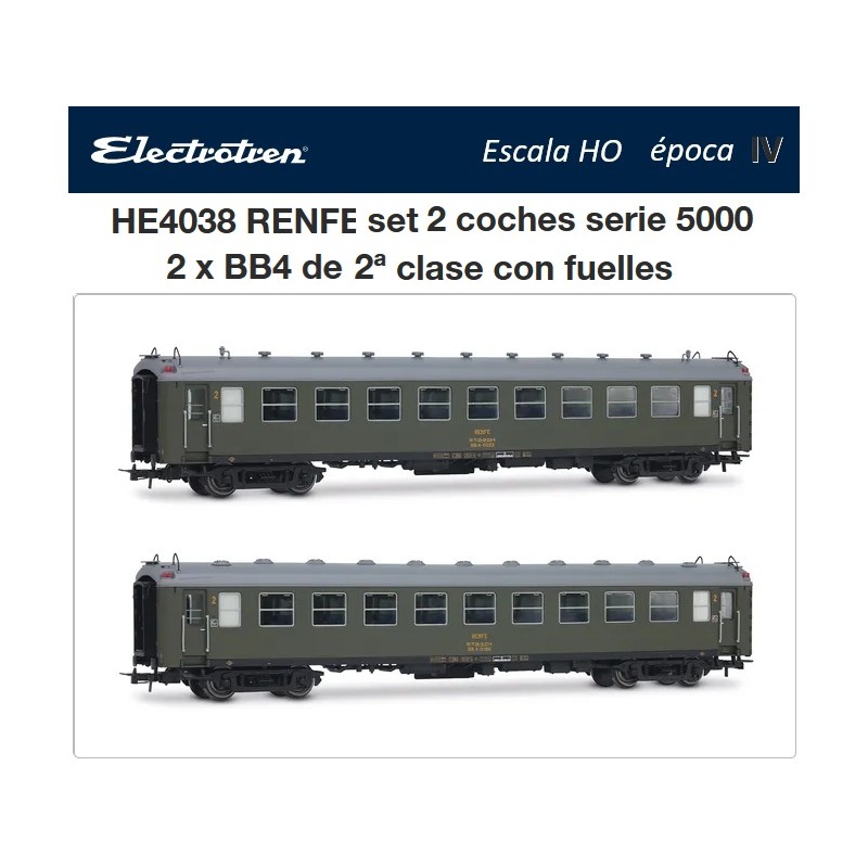 ELECTROTREN : SET 2 VAGONES RENFE 5000  escala HO