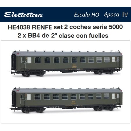 ELECTROTREN : SET 2 VAGONES RENFE 5000  escala HO
